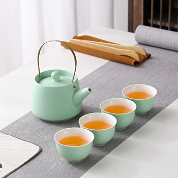 Set Gongfu de ceai pentru uz casnic, stil lux lejer, glazură minimalistă, posibilitatea imprimării logo-ului