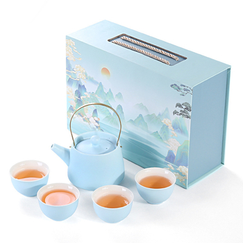 Set Gongfu de ceai pentru uz casnic, stil lux lejer, glazură minimalistă, posibilitatea imprimării logo-ului