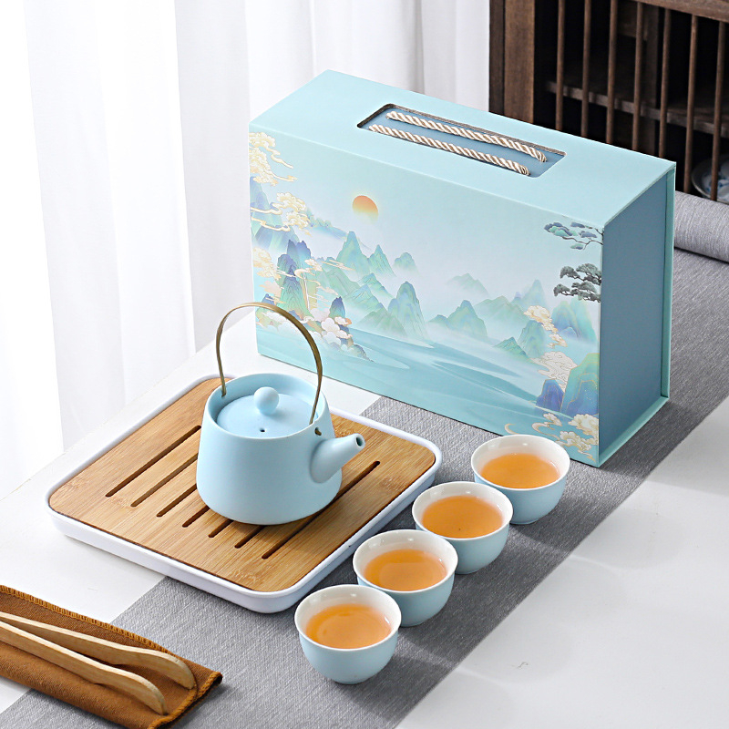 Set Gongfu de ceai pentru uz casnic, stil lux lejer, glazură minimalistă, posibilitatea imprimării logo-ului