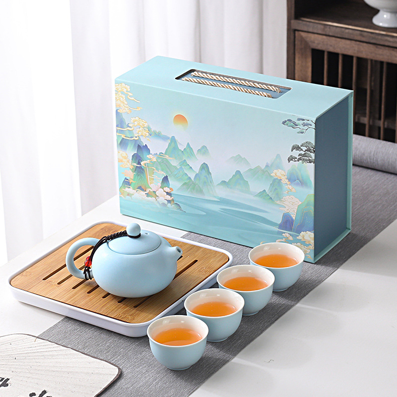 Set Gongfu de ceai pentru uz casnic, stil lux lejer, glazură minimalistă, posibilitatea imprimării logo-ului
