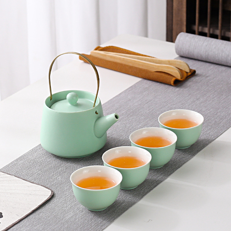 Set Gongfu de ceai pentru uz casnic, stil lux lejer, glazură minimalistă, posibilitatea imprimării logo-ului