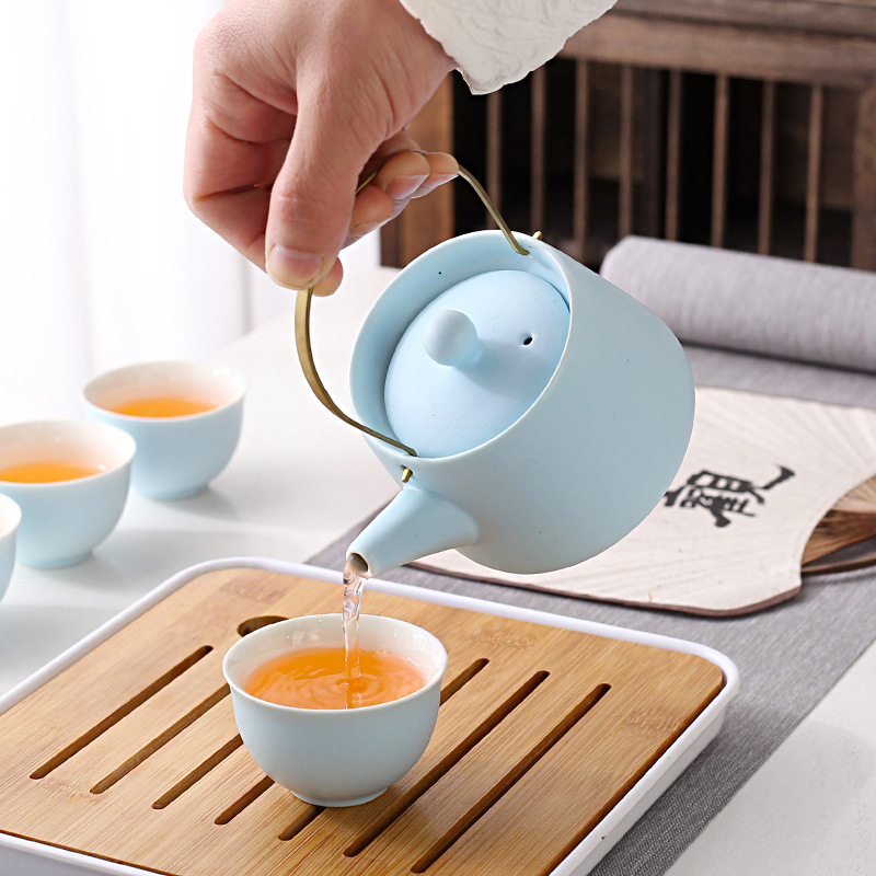 Set Gongfu de ceai pentru uz casnic, stil lux lejer, glazură minimalistă, posibilitatea imprimării logo-ului