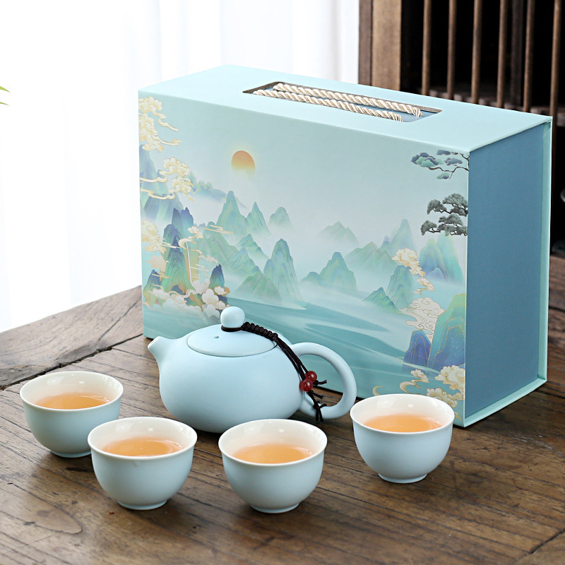 Set Gongfu de ceai pentru uz casnic, stil lux lejer, glazură minimalistă, posibilitatea imprimării logo-ului