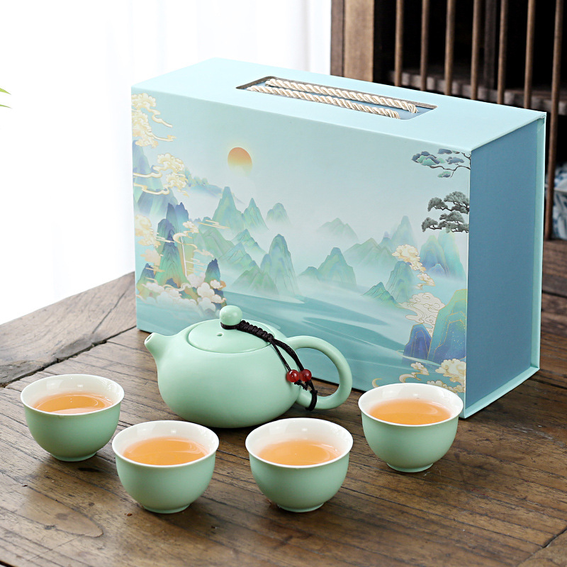 Set Gongfu de ceai pentru uz casnic, stil lux lejer, glazură minimalistă, posibilitatea imprimării logo-ului