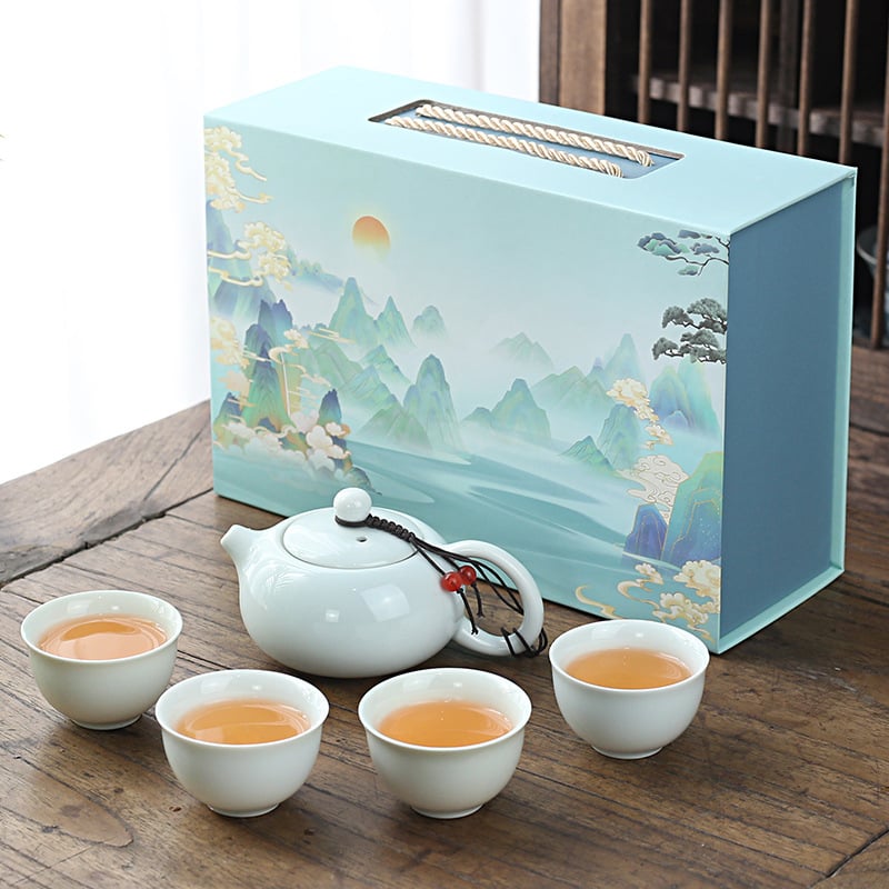 Set Gongfu de ceai pentru uz casnic, stil lux lejer, glazură minimalistă, posibilitatea imprimării logo-ului