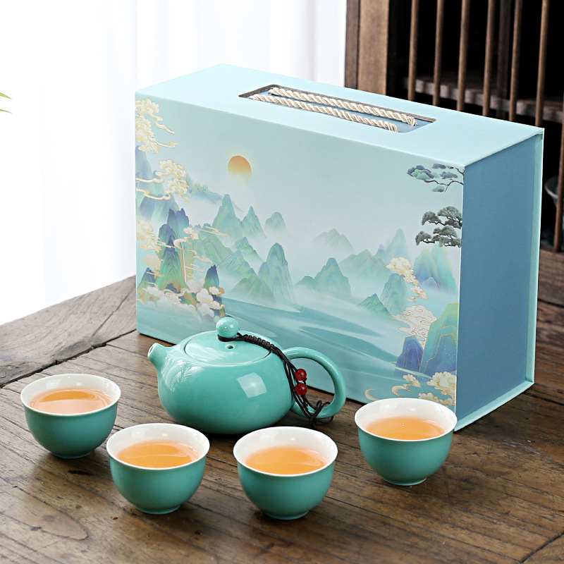 Set Gongfu de ceai pentru uz casnic, stil lux lejer, glazură minimalistă, posibilitatea imprimării logo-ului