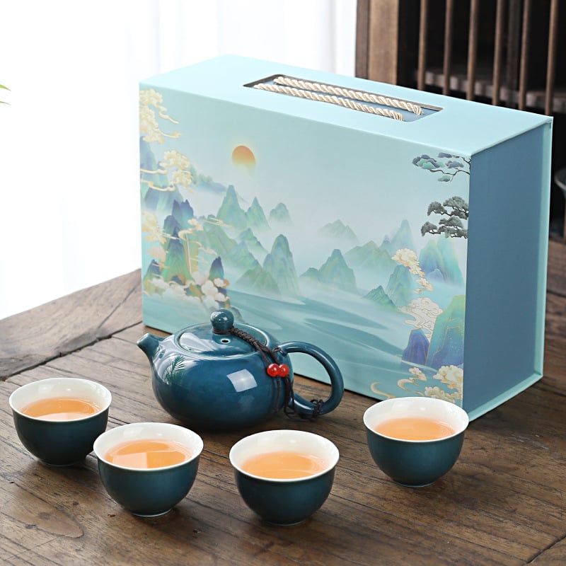 Set Gongfu de ceai pentru uz casnic, stil lux lejer, glazură minimalistă, posibilitatea imprimării logo-ului