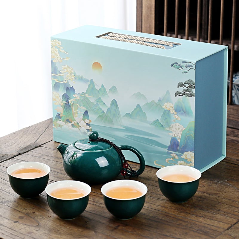 Set Gongfu de ceai pentru uz casnic, stil lux lejer, glazură minimalistă, posibilitatea imprimării logo-ului