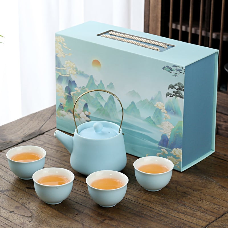 Set Gongfu de ceai pentru uz casnic, stil lux lejer, glazură minimalistă, posibilitatea imprimării logo-ului