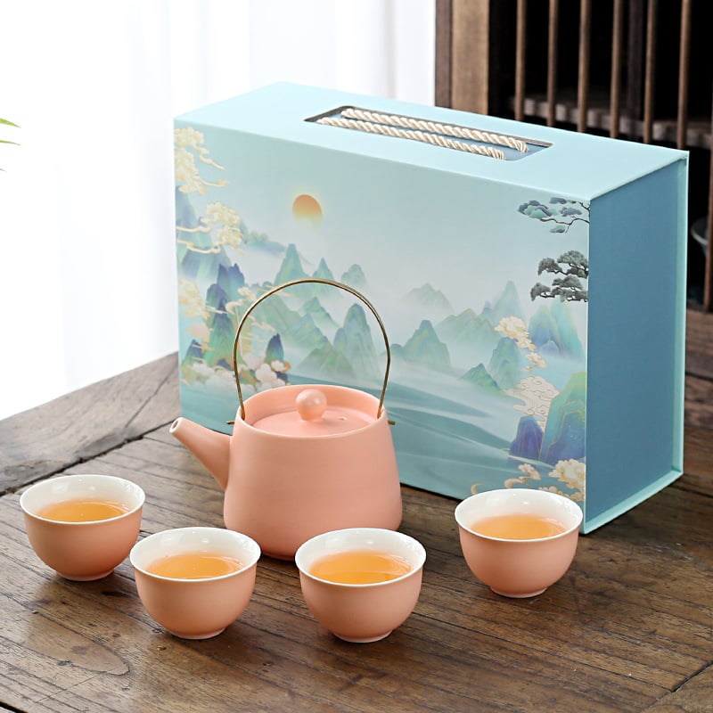Set Gongfu de ceai pentru uz casnic, stil lux lejer, glazură minimalistă, posibilitatea imprimării logo-ului