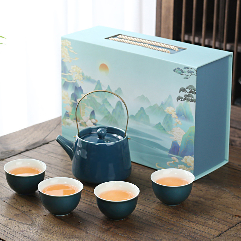 Set Gongfu de ceai pentru uz casnic, stil lux lejer, glazură minimalistă, posibilitatea imprimării logo-ului