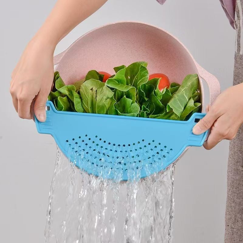 Barieră din plastic pentru filtrarea apei în bucătăria de acasă, separator de reziduuri la marginea oalei, filtru pentru spălat orez și legume, protecție împotriva scurgerilor