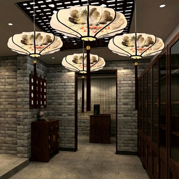 Fenar din țesătură, în stil tradițional, cu formă de dovleac de iarnă și aspect disc zburător, roșu, decor pentru ceainărie, hoteluri și restaurante
