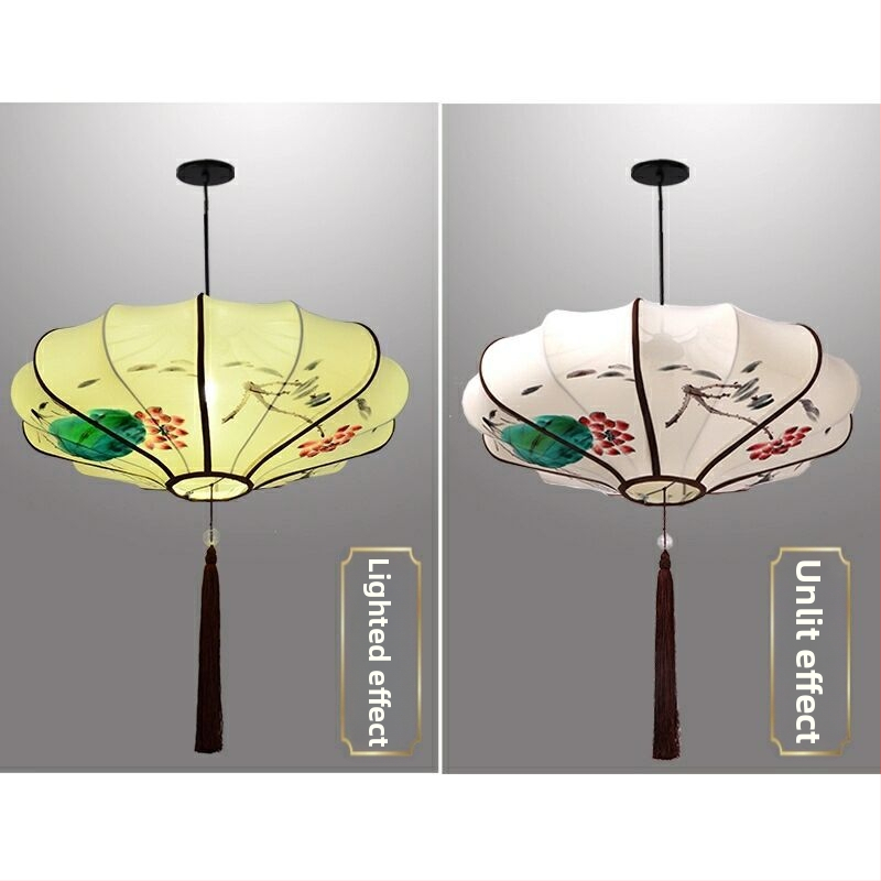 Fenar din țesătură, în stil tradițional, cu formă de dovleac de iarnă și aspect disc zburător, roșu, decor pentru ceainărie, hoteluri și restaurante
