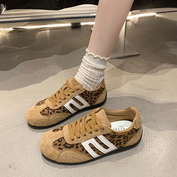 Ženske tenisice s leopardnim uzorkom i vezicama, Forrest Gump stil, retro casual obuća