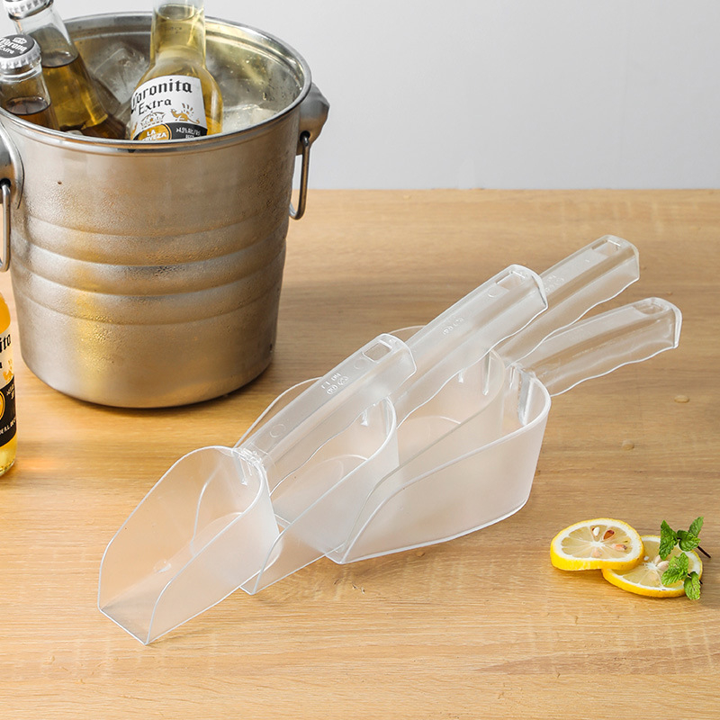 Lopățică de bucătărie din plastic, acrilic transparent, pentru orez și făină