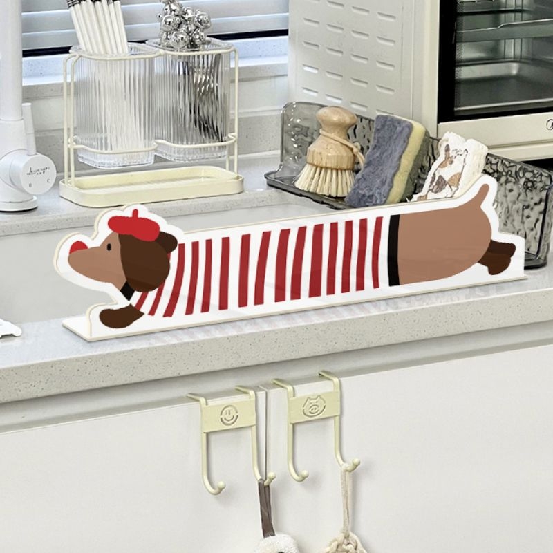 Barieră acrilică de apă pentru bucătărie, în formă de dachshund, protecție anti-stropire, stil desen animat
