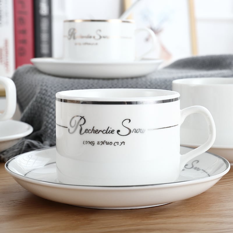 Set de cești de cafea și farfurioare din ceramică, design creativ minimalist pentru ceaiul de după-amiază