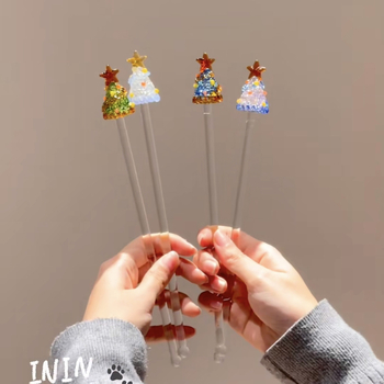 Set de ceai din sticlă borosilicat, ediție limitată de Crăciun, în cutie cadou cu model brad, pentru uz casnic, ceașcă de ceai cu bețișor de amestecat