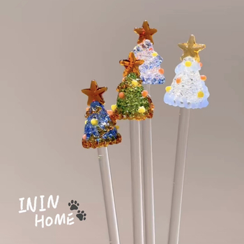 Set de ceai din sticlă borosilicat, ediție limitată de Crăciun, în cutie cadou cu model brad, pentru uz casnic, ceașcă de ceai cu bețișor de amestecat