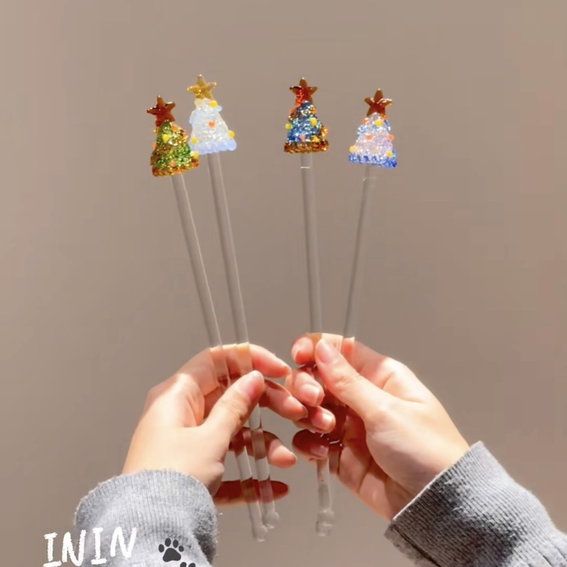 Set de ceai din sticlă borosilicat, ediție limitată de Crăciun, în cutie cadou cu model brad, pentru uz casnic, ceașcă de ceai cu bețișor de amestecat