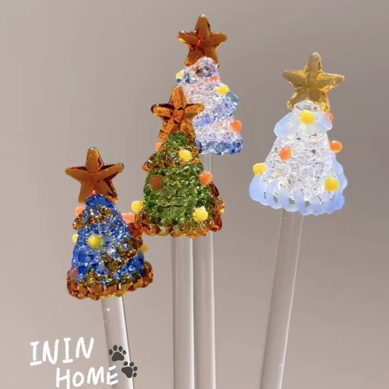 Set de ceai din sticlă borosilicat, ediție limitată de Crăciun, în cutie cadou cu model brad, pentru uz casnic, ceașcă de ceai cu bețișor de amestecat