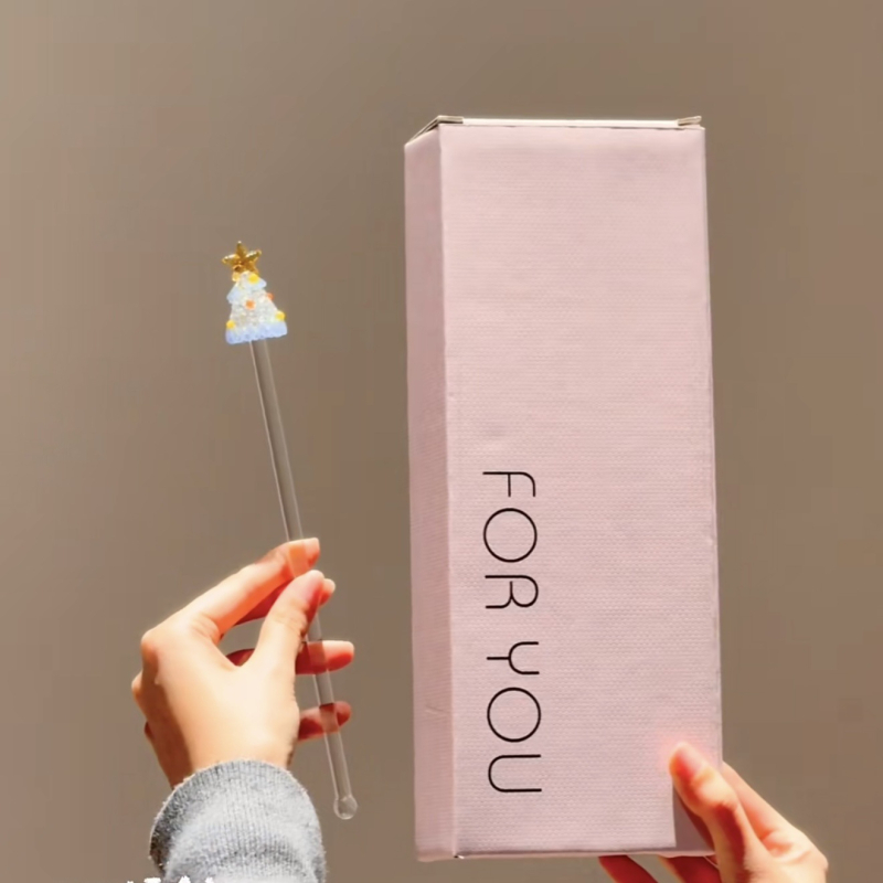Set de ceai din sticlă borosilicat, ediție limitată de Crăciun, în cutie cadou cu model brad, pentru uz casnic, ceașcă de ceai cu bețișor de amestecat