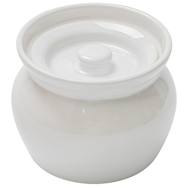 Oală ceramică pentru supă și tocană, porție individuală, cu capac, pentru gătirea la abur a ouălor