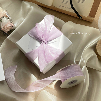 Panglică de organza cu textură strălucitoare, pliuri delicate, pentru împachetarea cadourilor și decorarea florilor