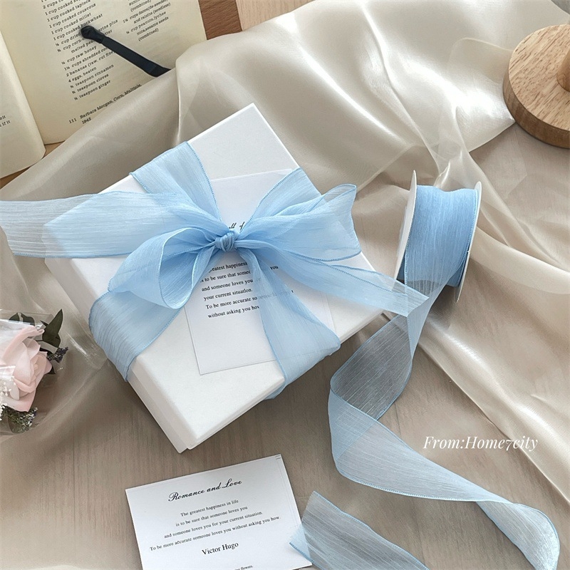 Panglică de organza cu textură strălucitoare, pliuri delicate, pentru împachetarea cadourilor și decorarea florilor