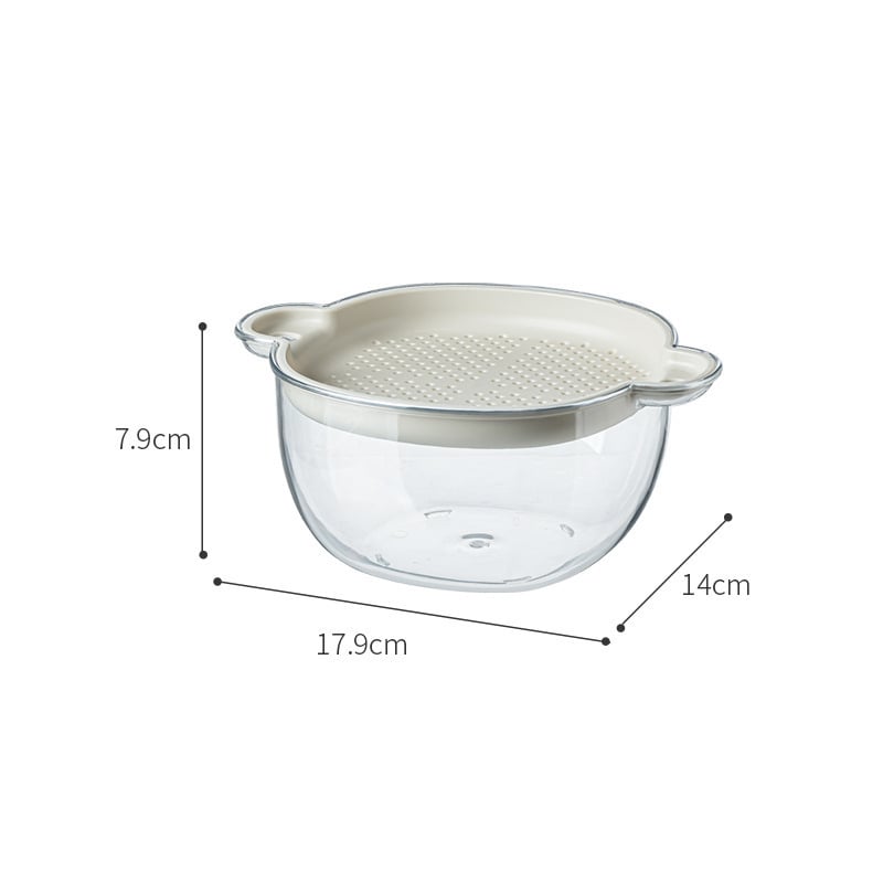 Coș din plastic cu două niveluri pentru scurgerea legumelor și fructelor, spălare și scurgere, dimensiuni 17.9 × 14 × 7.9 cm
