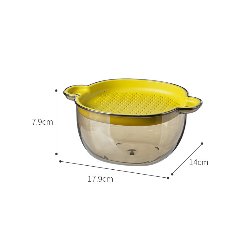 Coș din plastic cu două niveluri pentru scurgerea legumelor și fructelor, spălare și scurgere, dimensiuni 17.9 × 14 × 7.9 cm
