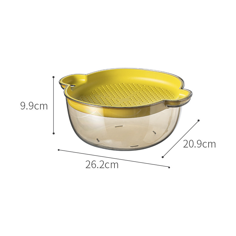 Coș din plastic cu două niveluri pentru scurgerea legumelor și fructelor, spălare și scurgere, dimensiuni 17.9 × 14 × 7.9 cm