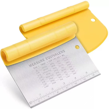 Spatulă pentru făină din oțel inox cu riglă de măsurare – 2 în 1, pentru coacere și tăierea aluatului