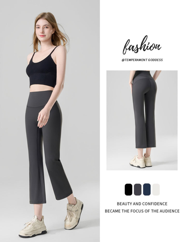 Pantalone s slojem zraka, 3/4 dužine, ravne cigaret hlače za žene, visok pojas, mršavljenje i podizanje stražnjice, nude dojam, za jogu i fitness
