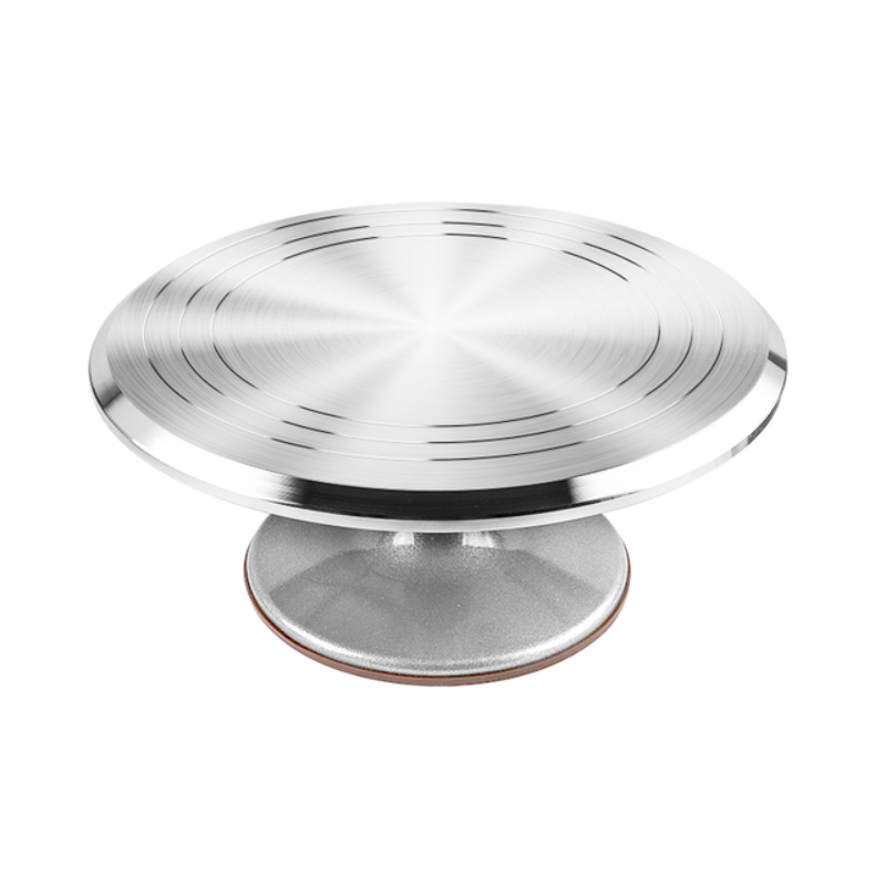 Platou rotativ pentru decorarea prăjiturilor din aliaj de aluminiu, cu bază și spatulă