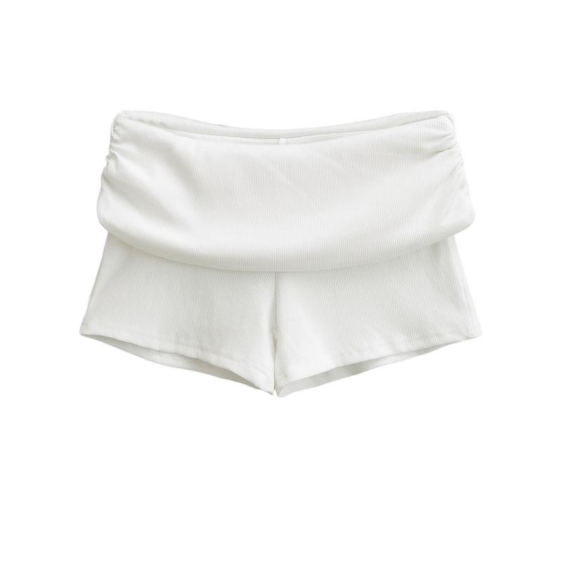 Ženske kratke sportske hlače s niskim strukom i prevrnutim pojasom, elastične, casual, trendy, dužina 3/4