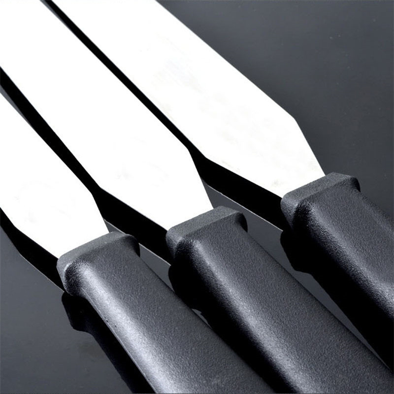 Spatulă din oțel inoxidabil, dreptă și curbată, pentru decorarea torturilor, scraper pentru demoldare, ustensilă de copt pentru netezirea cremei de unt