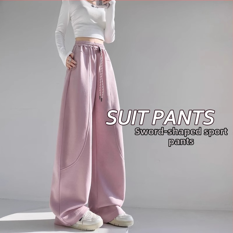 Ulične casual hlače za slobodno vrijeme, američki stil, zakrivljene nogavice, 3D rezovi, opuštena silueta, drapirani izgled