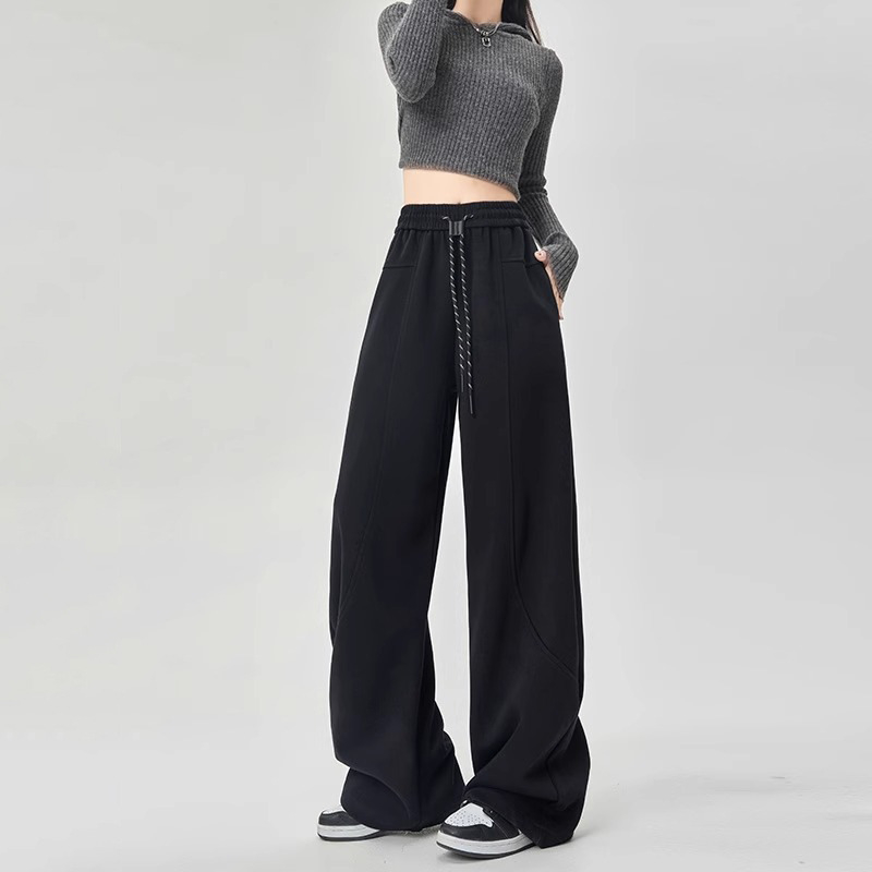 Ulične casual hlače za slobodno vrijeme, američki stil, zakrivljene nogavice, 3D rezovi, opuštena silueta, drapirani izgled