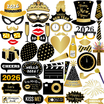 Set de accesorii pentru fotografii pentru petreceri de Anul Nou și Crăciun — decorațiuni pentru petreceri