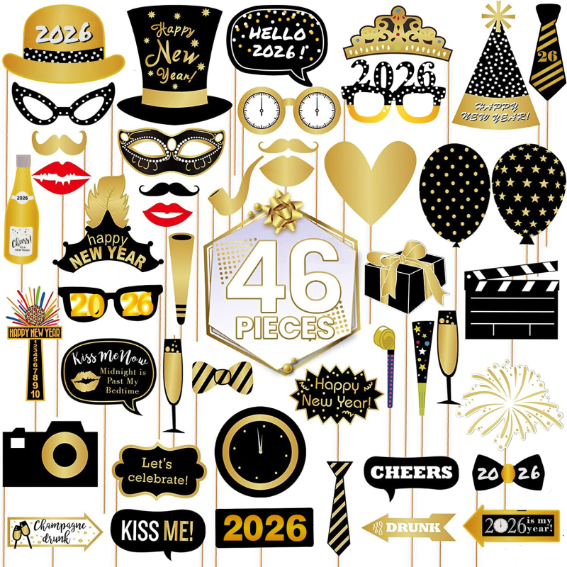Set de accesorii pentru fotografii pentru petreceri de Anul Nou și Crăciun — decorațiuni pentru petreceri