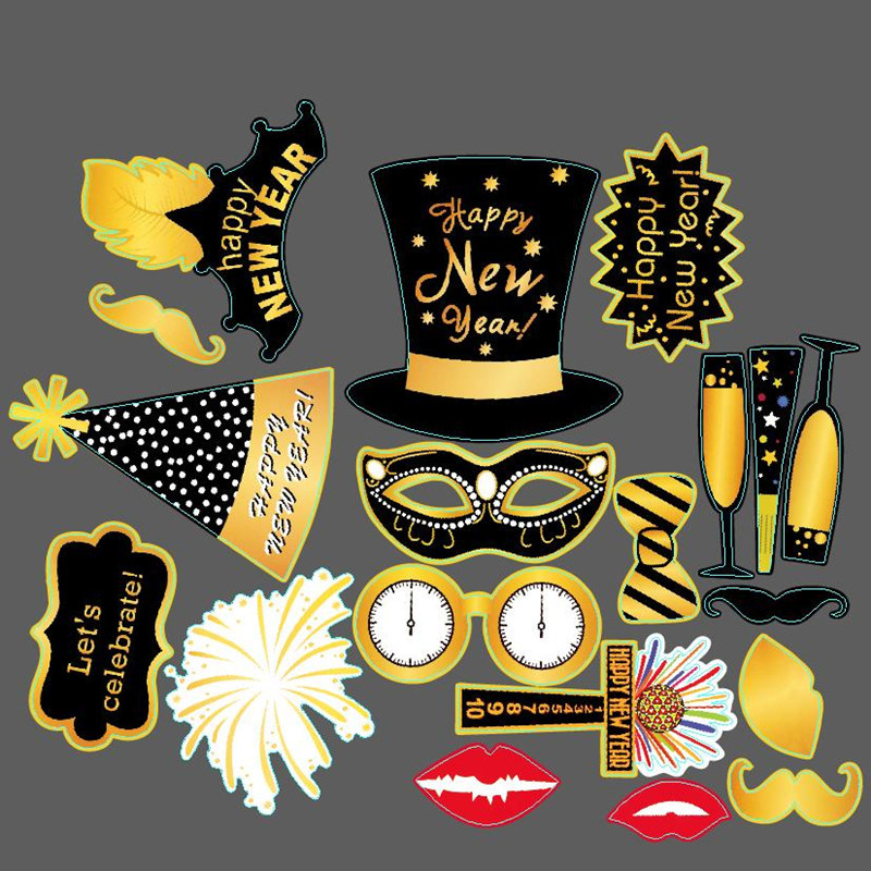 Set de accesorii pentru fotografii pentru petreceri de Anul Nou și Crăciun — decorațiuni pentru petreceri