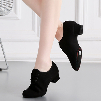 Djevojačke latino plesne cipele za Cha-Cha i probne plesne vježbe, niski potpetica, prozračni platneni gornji dio, za djecu