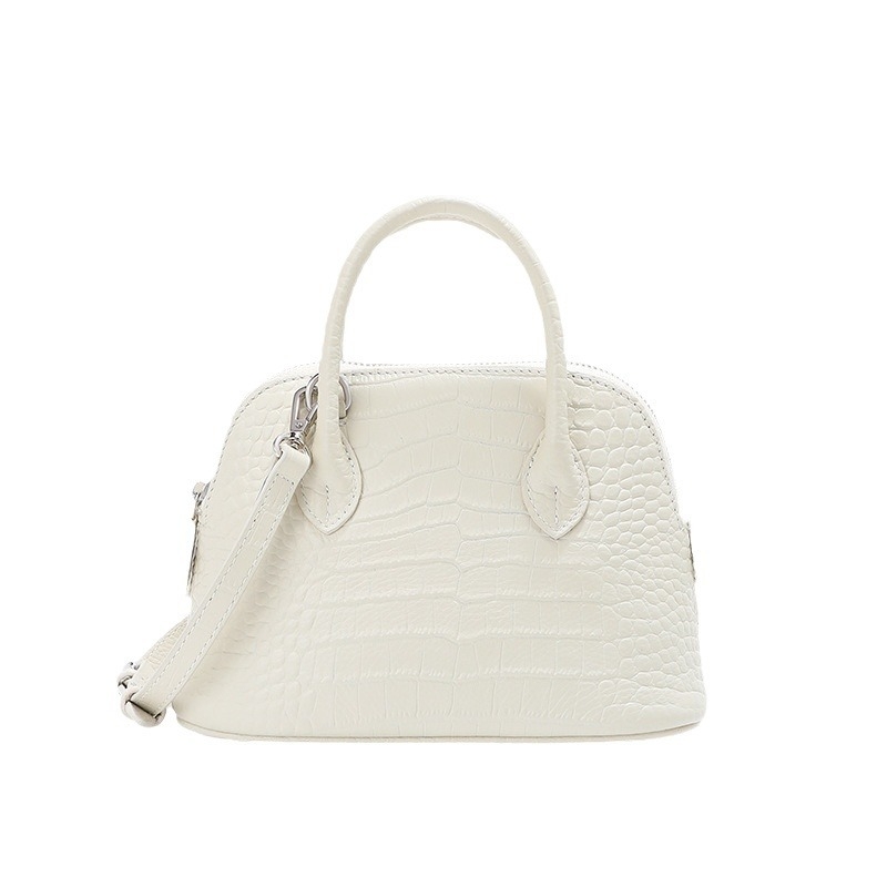 Shell torba s uzorkom krokodila, od prave kože, prvi sloj teleće kože, velika zapremina, dnevna torba za rame, crossbody stil, bowling stil