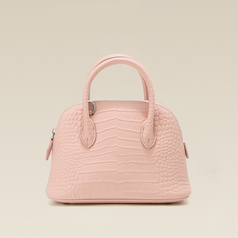 Shell torba s uzorkom krokodila, od prave kože, prvi sloj teleće kože, velika zapremina, dnevna torba za rame, crossbody stil, bowling stil