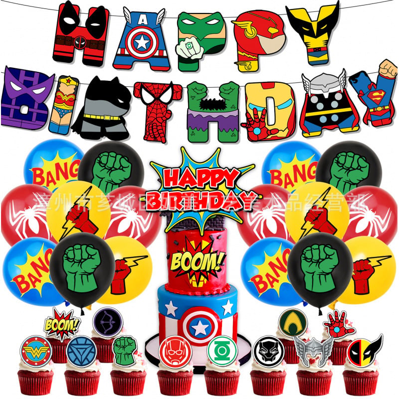 În stoc: decorațiuni pentru petrecere cu tema Avengers — banner și baloane