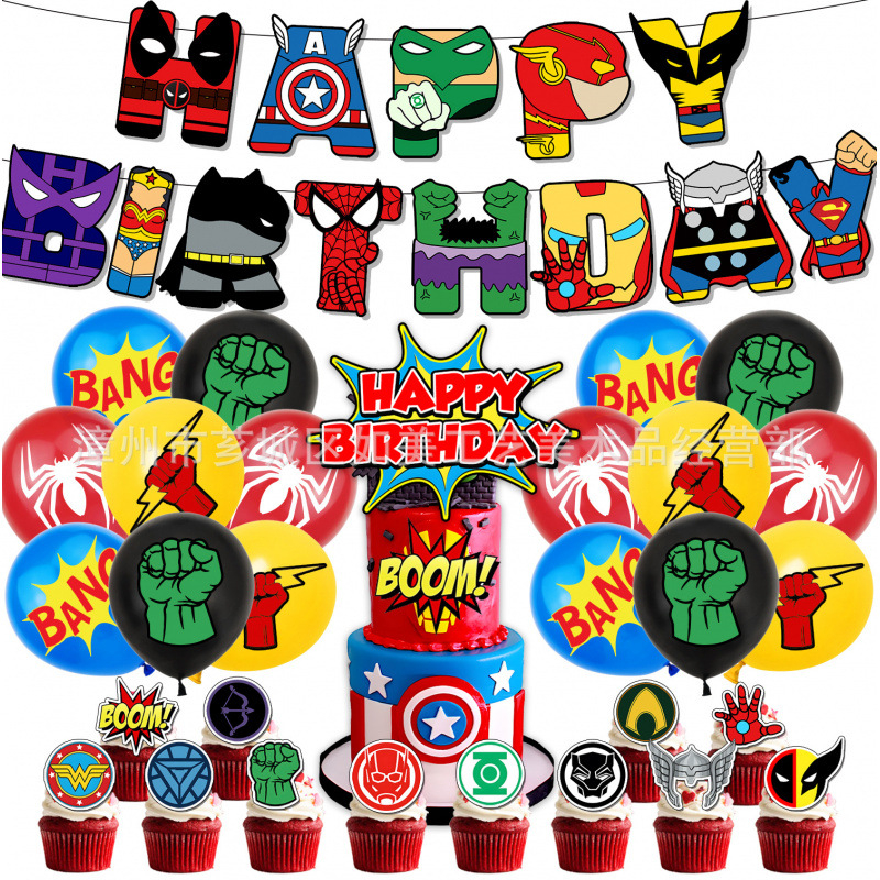 În stoc: decorațiuni pentru petrecere cu tema Avengers — banner și baloane