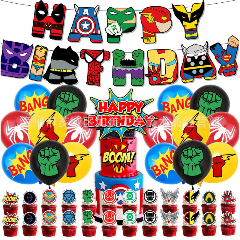 În stoc: decorațiuni pentru petrecere cu tema Avengers — banner și baloane