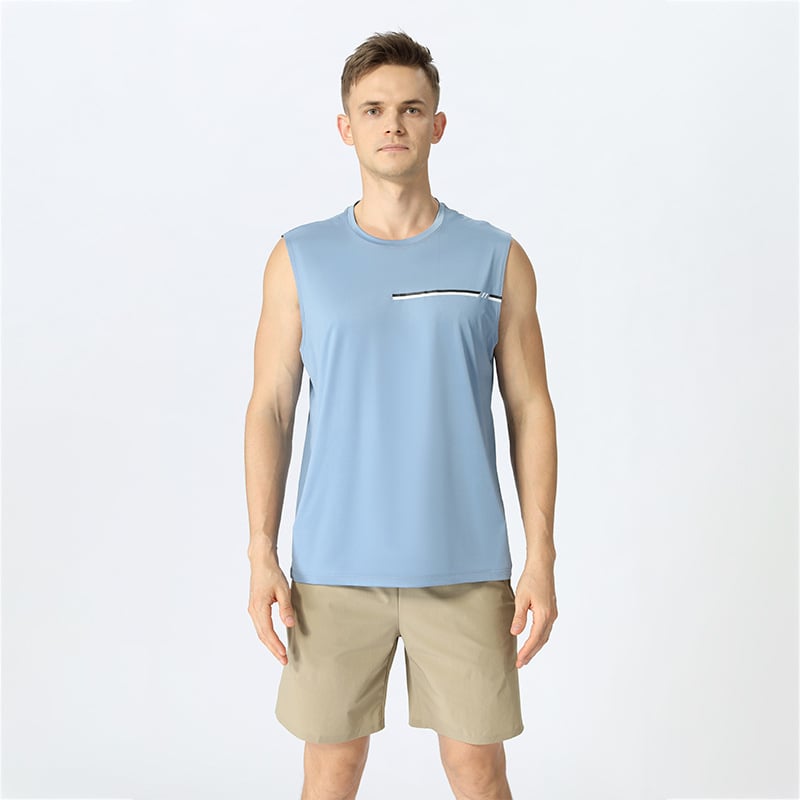 Καλοκαιρινό ανδρικό αμάνικο γιλέκο μπάσκετ για προπόνηση και τρέξιμο, αναπνέον ύφασμα ice silk με γρήγορο στέγνωμα